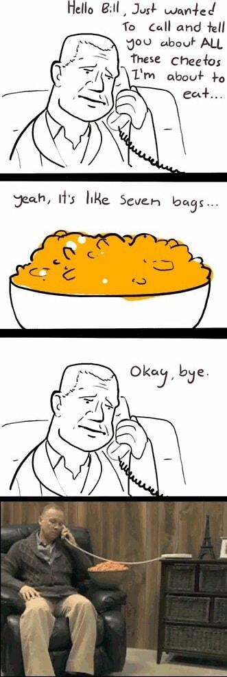 Hello ll Just wanted To call and tell Yov abouk ALL These cheetos Tm about o