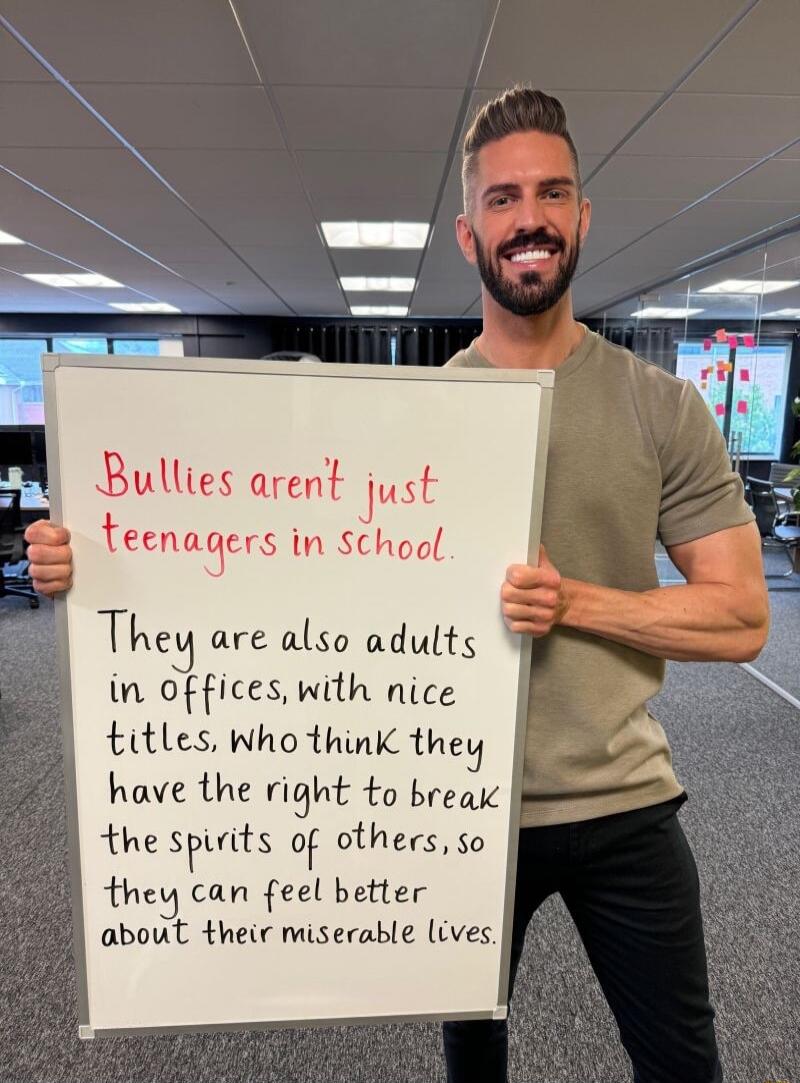 Bullies arent Juxf eenaqcrs in School Tlre are also adults in offices with nice titles who think they have the right to breax the sFmts of others so they can feel better about their miserable ives