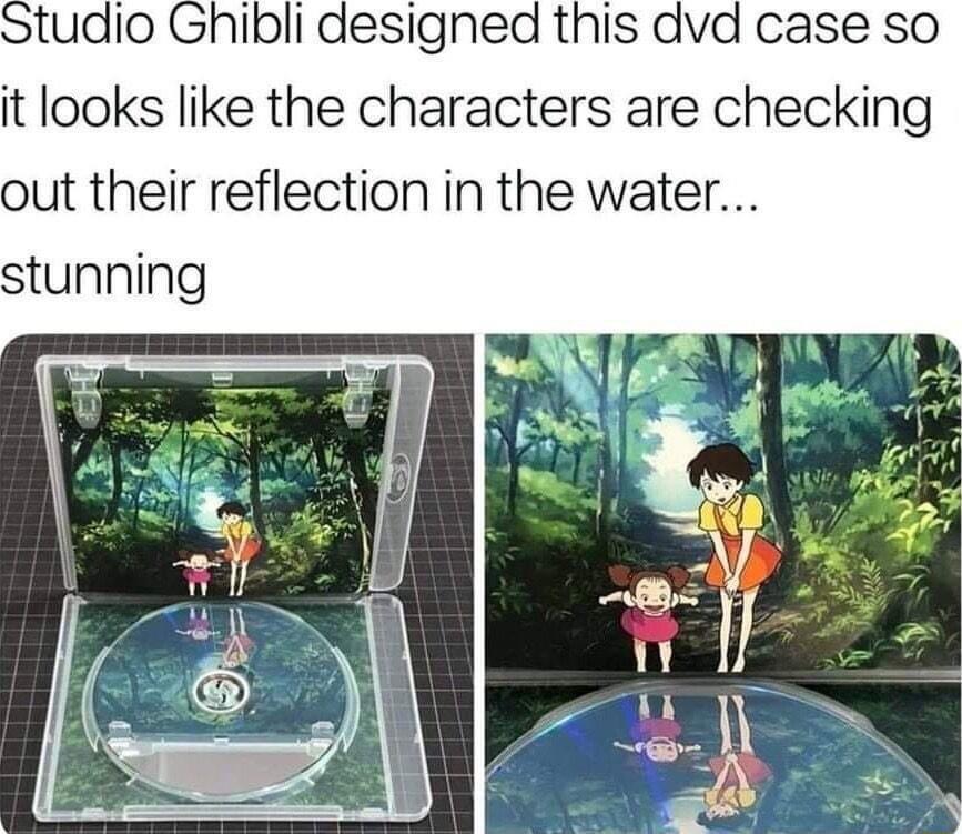 tudio Ghibli designed this dvd case so it looks like the characters are checking out their reflection in the water stunning