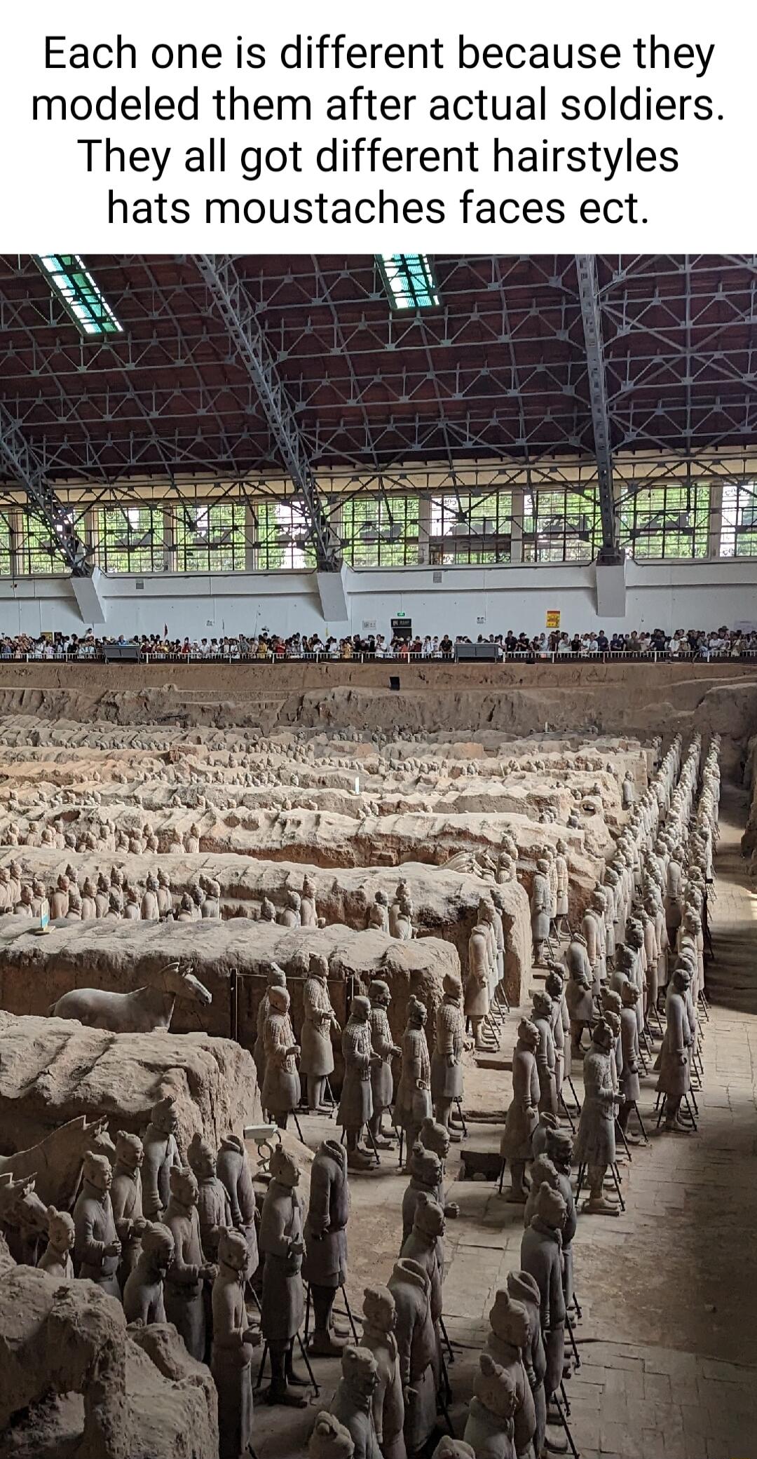 Each one is different because they modeled them after actual soldiers They all got different hairstyles hats moustaches faces ect