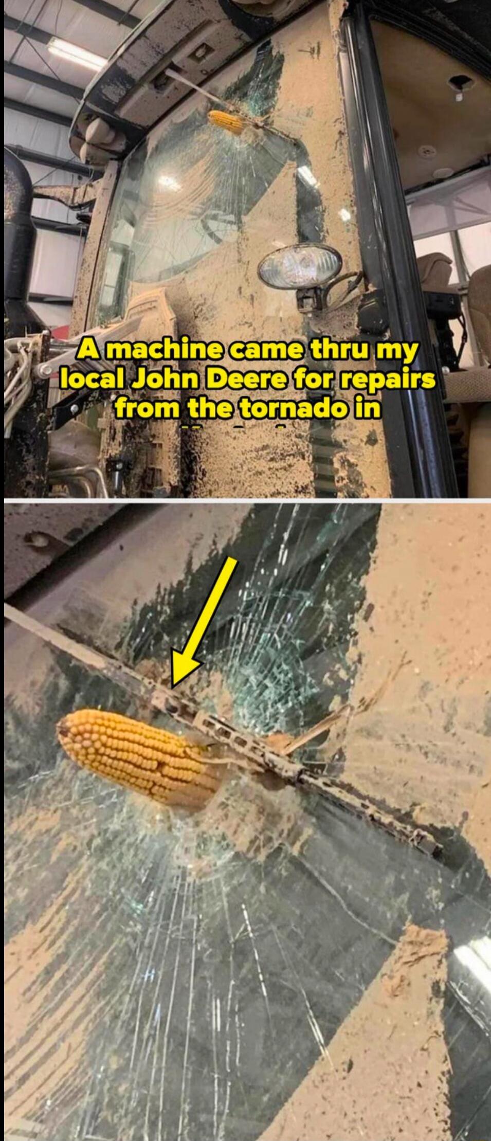 A machine came thru my local John Deere for repairs from the tornado in