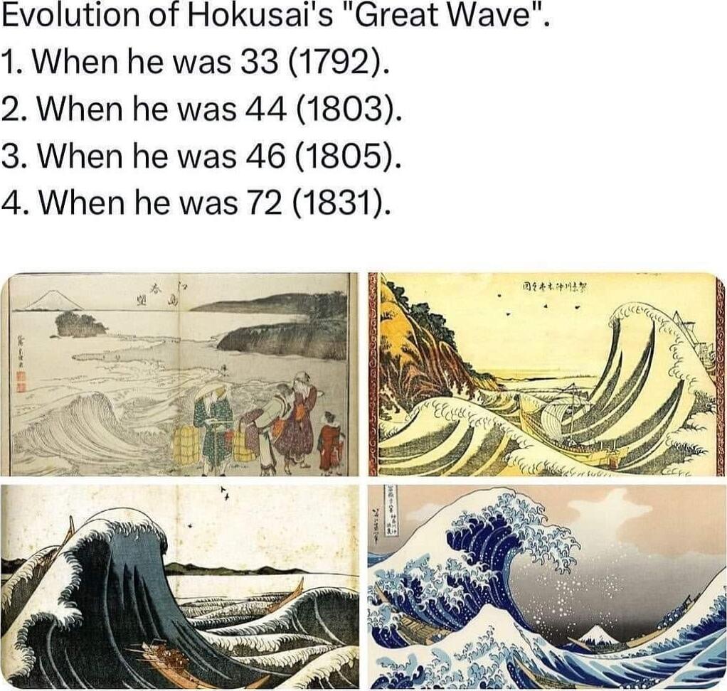 Evolution of Hokusais Great Wave 1 When he was 33 1792 2 When he was 44 1803 3 When he was 46 1805 4When he was 72 1831