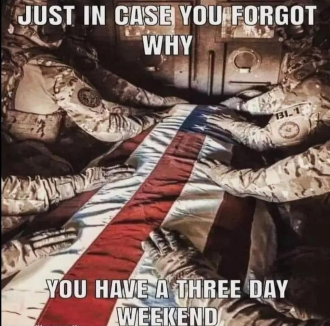 JUST IN CASE YOU FORGOT WHY YOU HAVE A THREE DAY WEEKEND