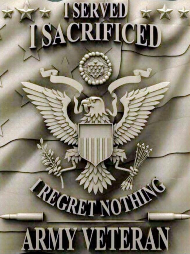 I SERVED I SACRIFICED I REGRET NOTHING ARMY VETERAN