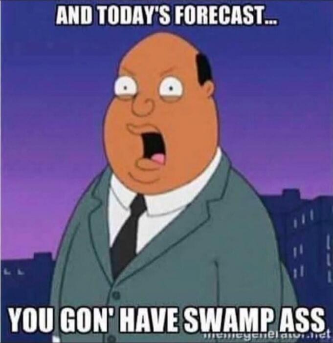AND TODAY'S FORECAST... YOU GON' HAVE SWAMP ASS
