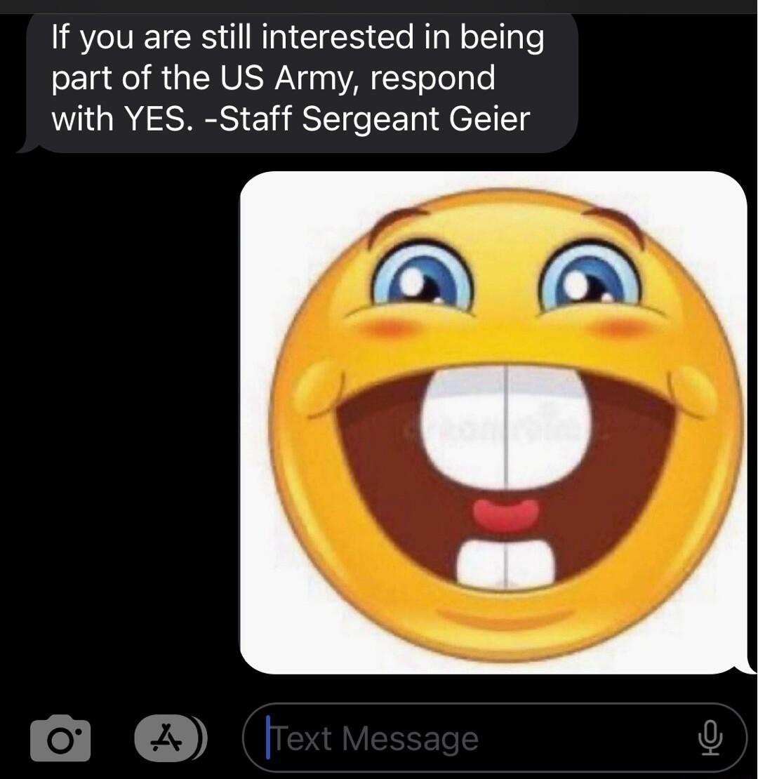 IRV IETCR NN Gl Cle RNl e part of the US Army respond with YES Staff Sergeant Geier