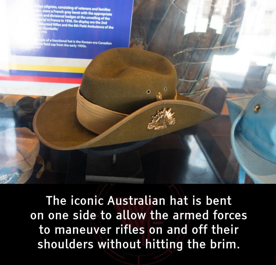 The iconic Australian hat is bent CURLCSGER VEGIVRG T L R AT to maneuver rifles on and off their shoulders without hitting the brim