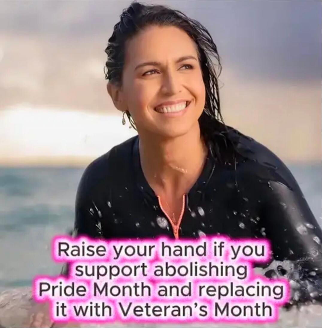 Raise your hand if you support abolishing Pride Month and replacing it with Veteran's Month