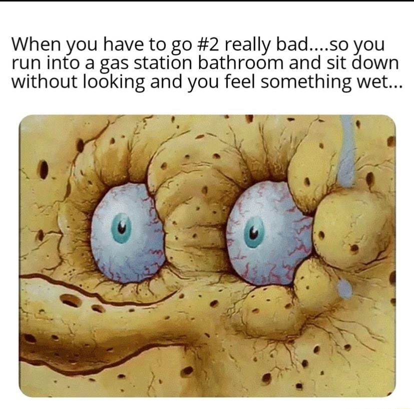 When you have to go 2 really badso you run info a gas station bathroom and sit down without looking and you feel something wet