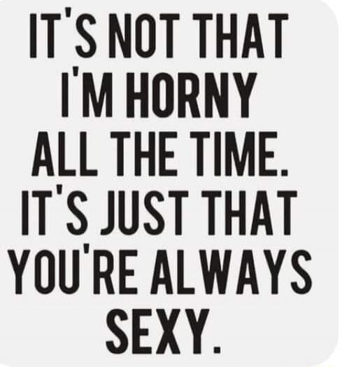 IT'S NOT THAT I'M HORNY ALL THE TIME. IT'S JUST THAT YOU'RE ALWAYS SEXY.