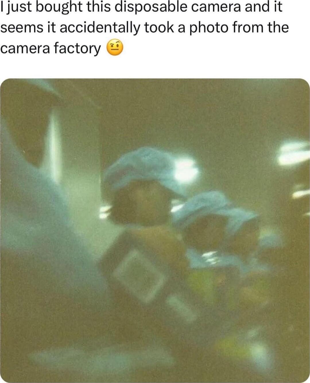 just bought this disposable camera and it seems it accidentally took a photo from the camera factory