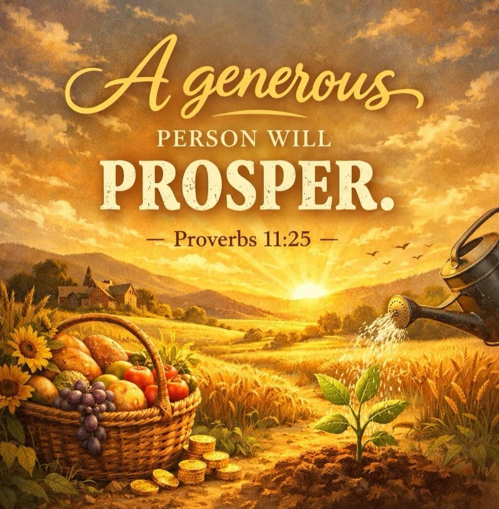 A generous person will prosper. Proverbs 11:25