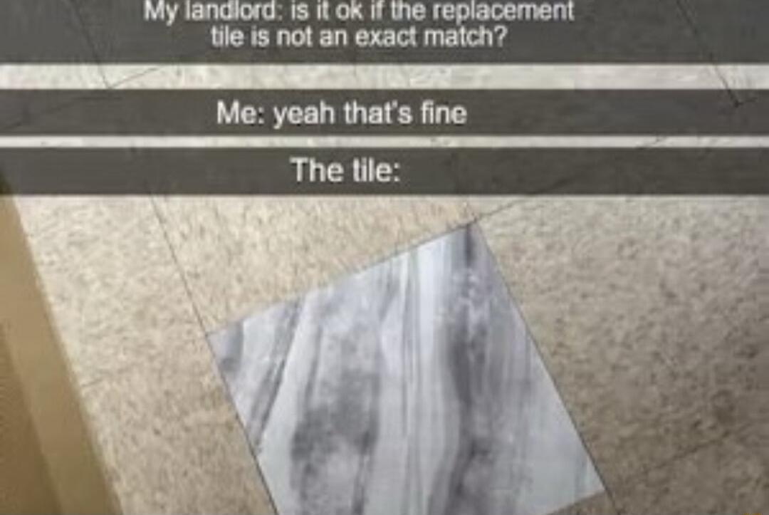 ke e repiacement tile is not an exact match Me yeah thats fine The tile