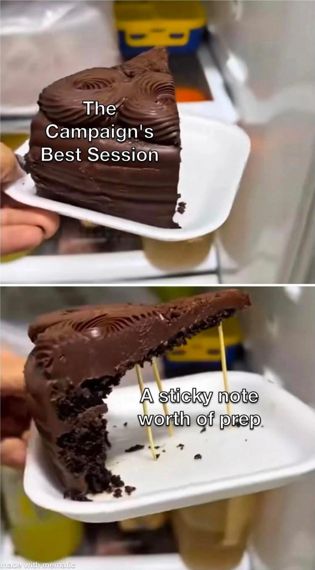 The Campaign's Best Session
A sticky note worth of prep