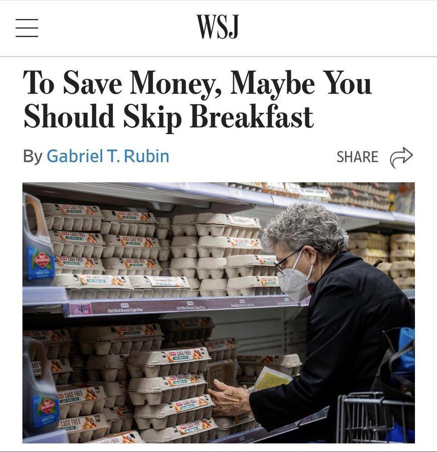WsJ To Save Money Maybe You Should Skip Breakfast By Gabriel T Rubin SHARE