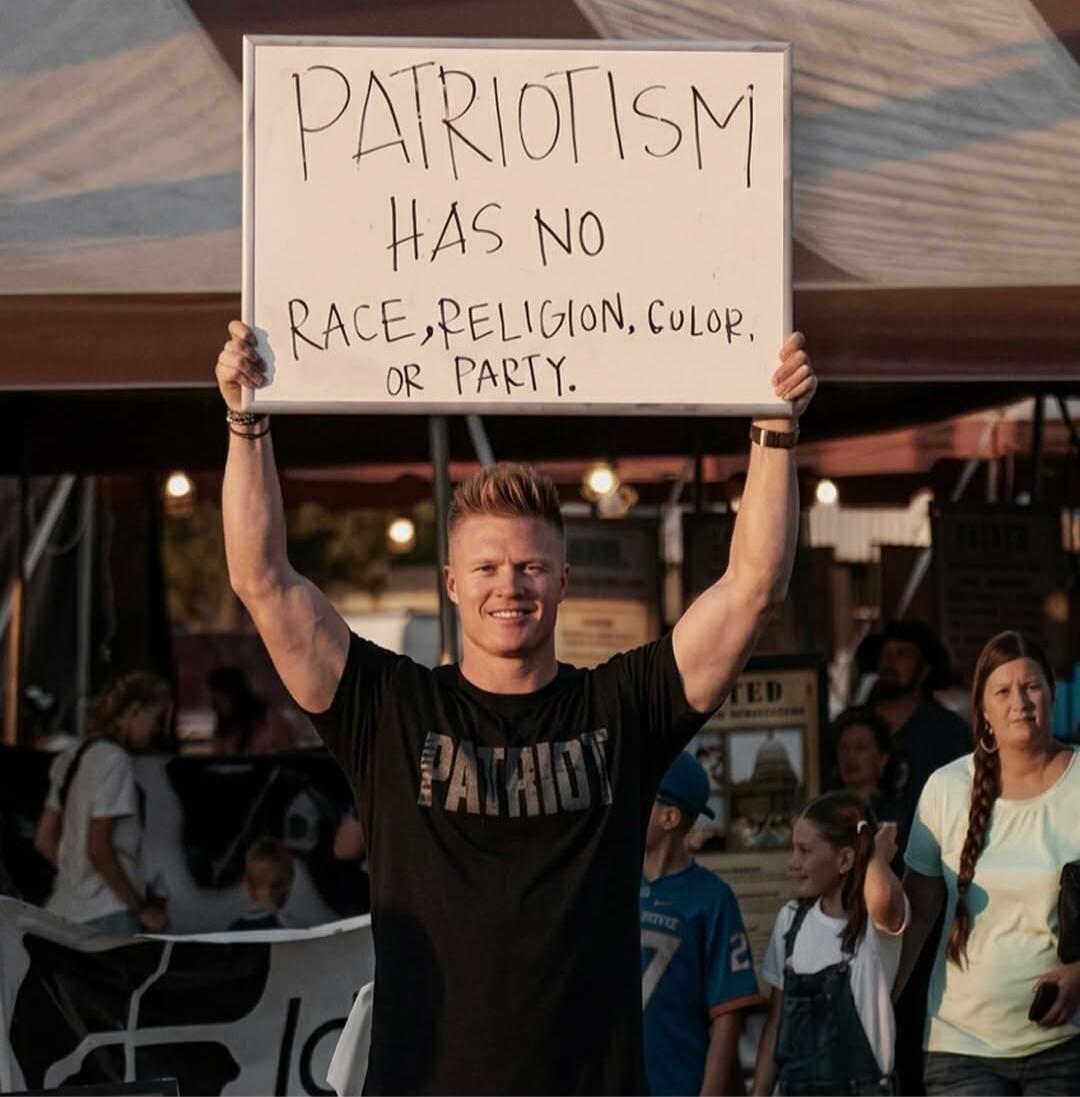 PATRIOTISM HAS NO RACE, RELIGION, COLOR, OR PARTY. PATRIOT