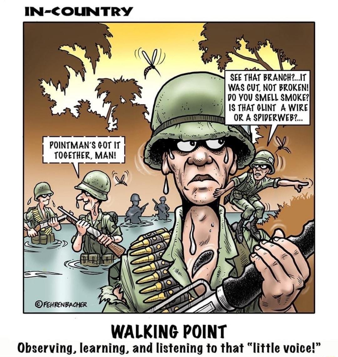 IN COLINTRY h SEE THAT BRANCHIT WAS CUT NOT BROKEN 70 YOU SMELL SMOKE J 1S THAT GLINT A WIRE g ORAS I POINTMANS 60T IT TOGETHER MAN JI Observing learning and listening to that little voice