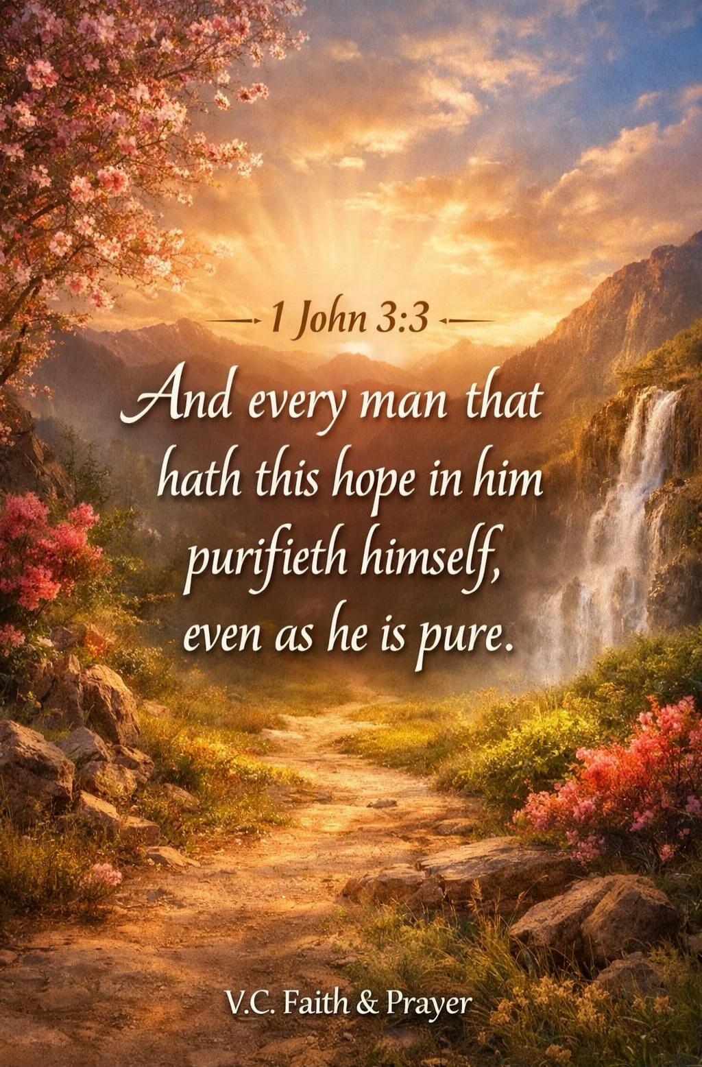 1 John 3:3 And every man that hath this hope in him purifieth himself, even as he is pure. V.C. Faith & Prayer
