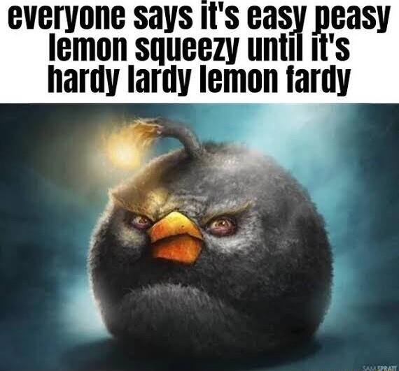 everyone says its easl qeasv lemon squeezy until its hardy lardy lemon fardy