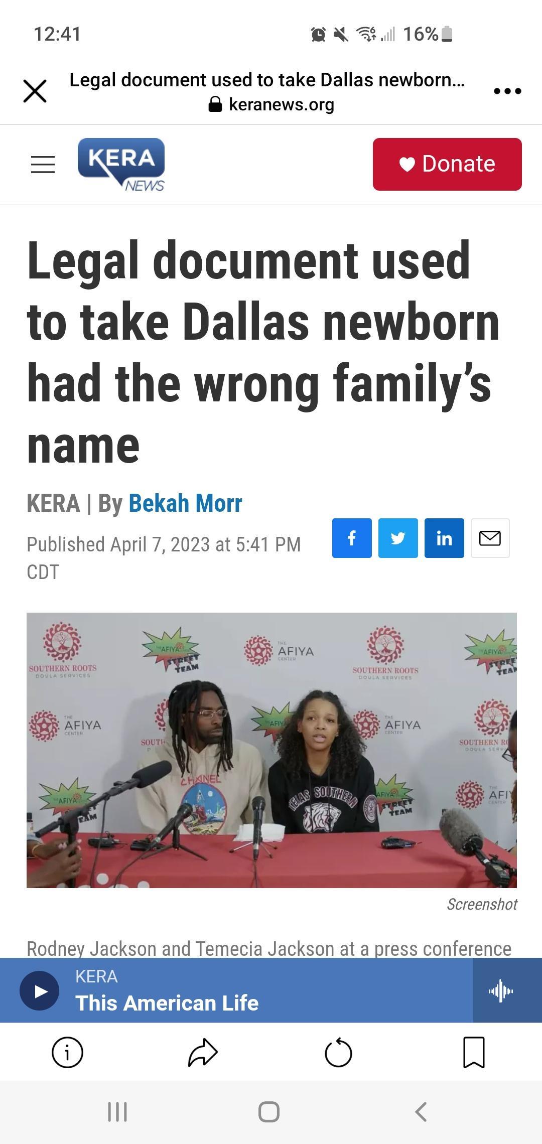 1241 oA CEL168 X Legal document used to take Dallas newborn keranewsorg D Legal document used to take Dallas newborn had the wrong familys name KERA By Bekah Morr Published April 7 2023 at 541 PM nn coT w 1 1