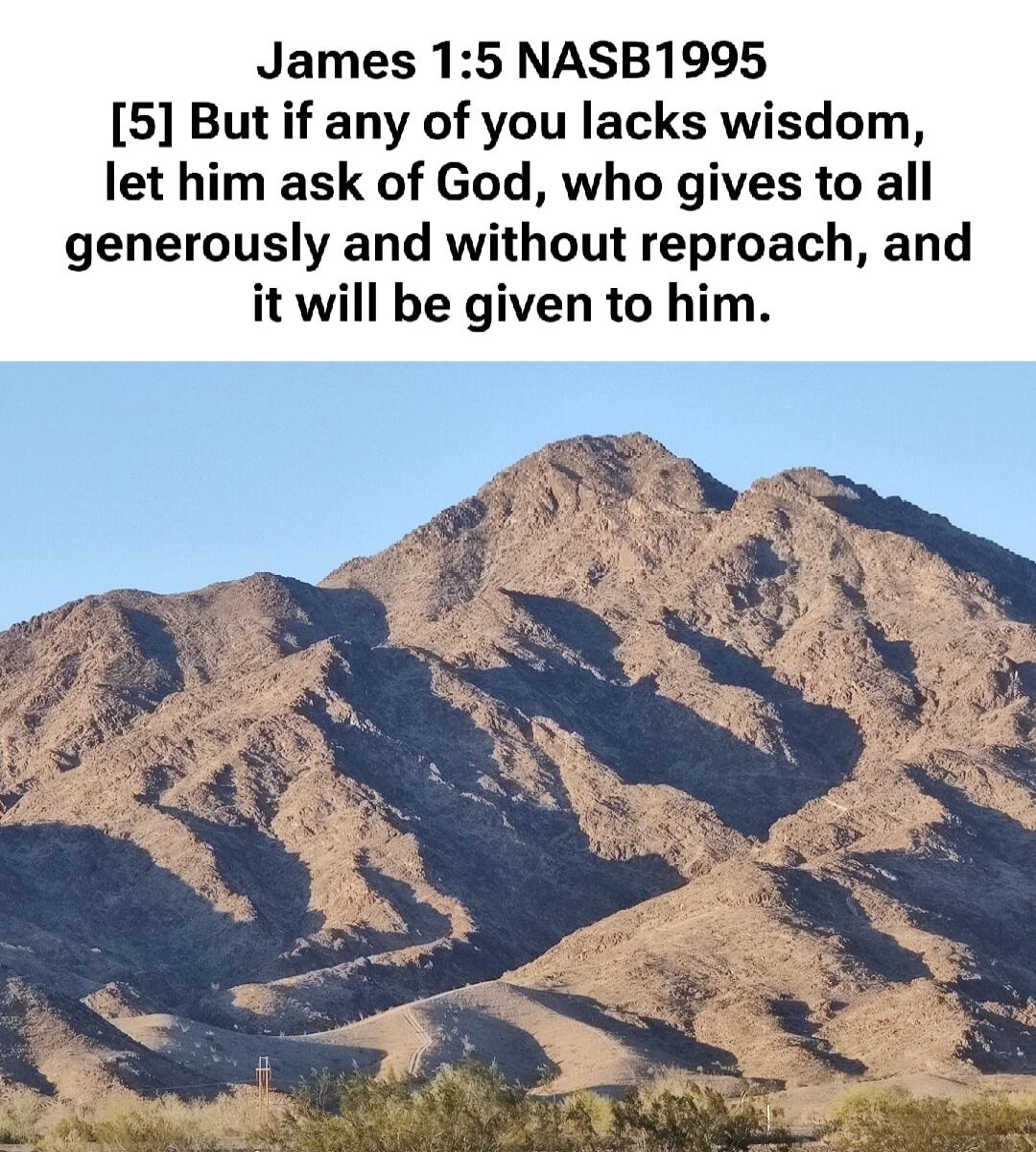 James 1:5 NASB1995 [5] But if any of you lacks wisdom, let him ask of God, who gives to all generously and without reproach, and it will be given to him.