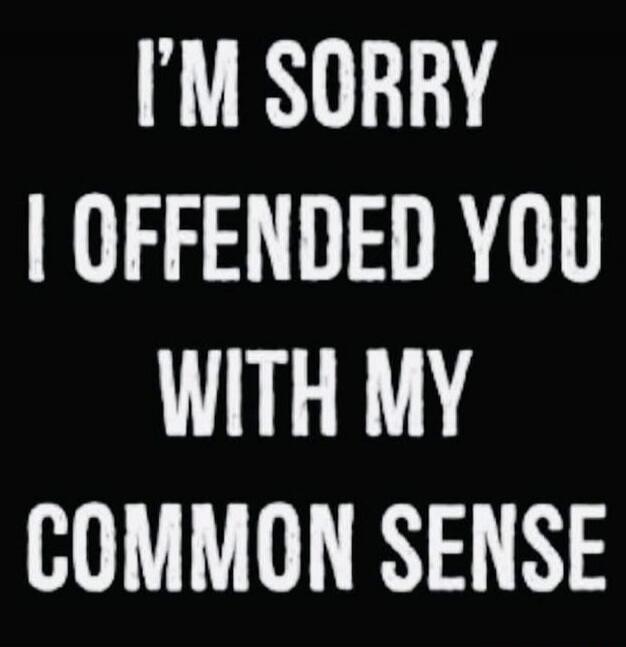 I'M SORRY I OFFENDED YOU WITH MY COMMON SENSE