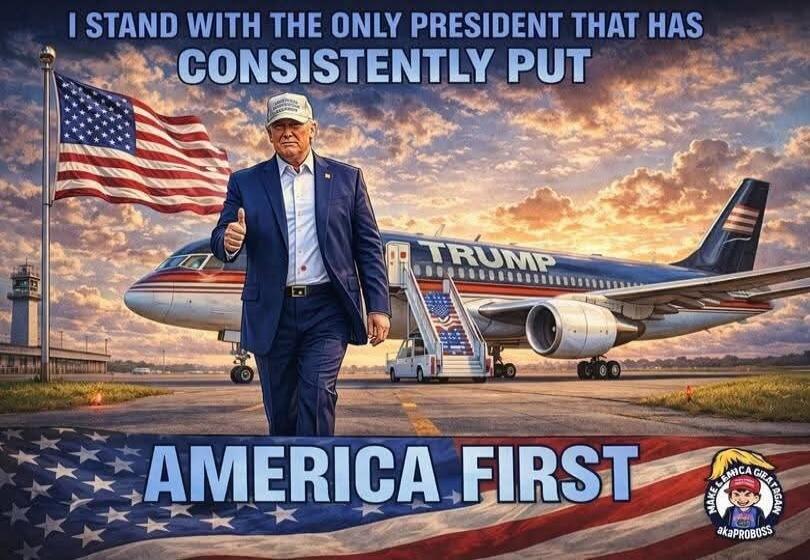 I STAND WITH THE ONLY PRESIDENT THAT HAS CONSISTENTLY PUT AMERICA FIRST. TRUMP. MAKE AMERICA GREAT AGAIN.