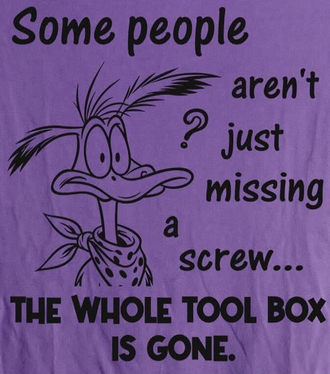 Some people aren't just missing a screw... THE WHOLE TOOL BOX IS GONE.