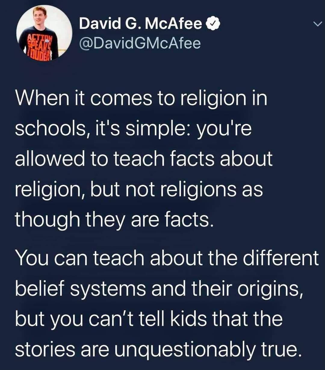 DEWT KMV I NEEY v W QIBEW s e VIFA Y When it comes to religion in schools its simple youre allowed to teach facts about religion but not religions as though they are facts You can teach about the different IR CInEE Iale RialEligelglegFs oV AVel Re AR R IR e FRIsEIRIlE stories are unquestionably true