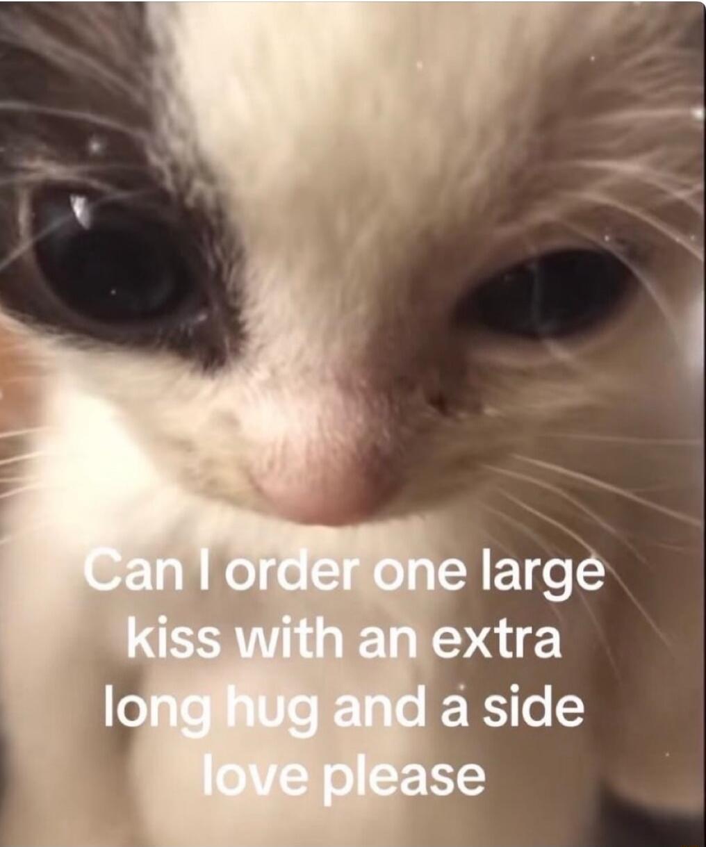 Can I order one large kiss with an extra long hug and a side love please