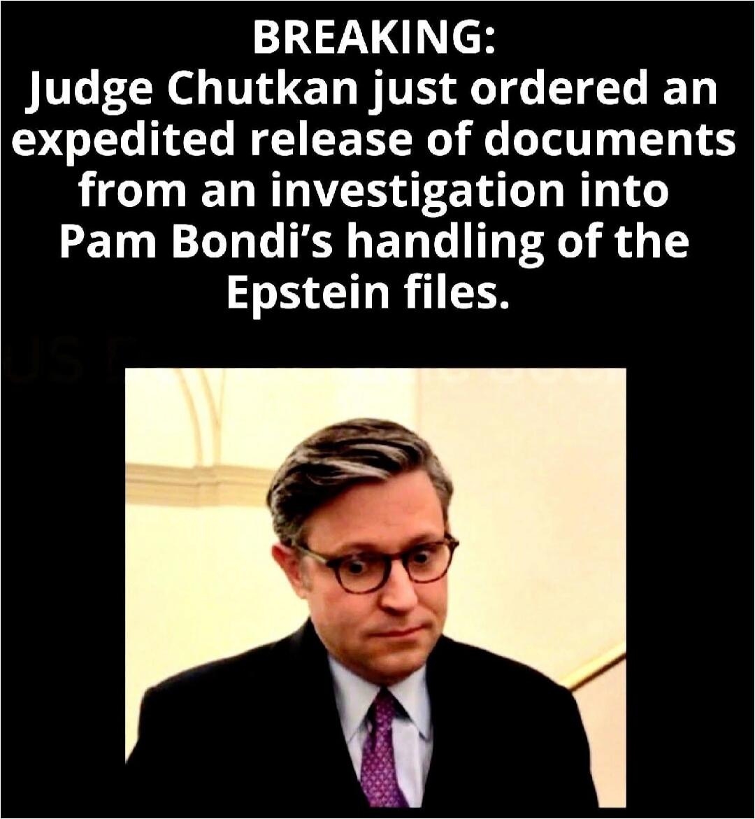 BREAKING: Judge Chutkan just ordered an expedited release of documents from an investigation into Pam Bondi's handling of the Epstein files.