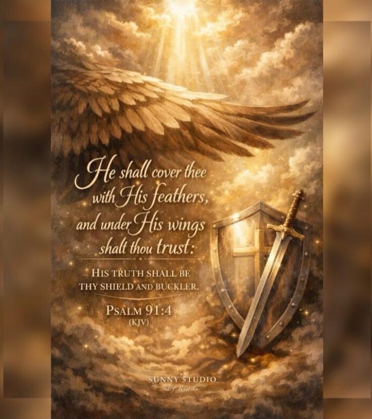 He shall cover thee with His feathers, and under His wings shalt thou trust: HIS TRUTH SHALL BE THY SHIELD AND BUCKLER. PSALM 91:4 (KJV)