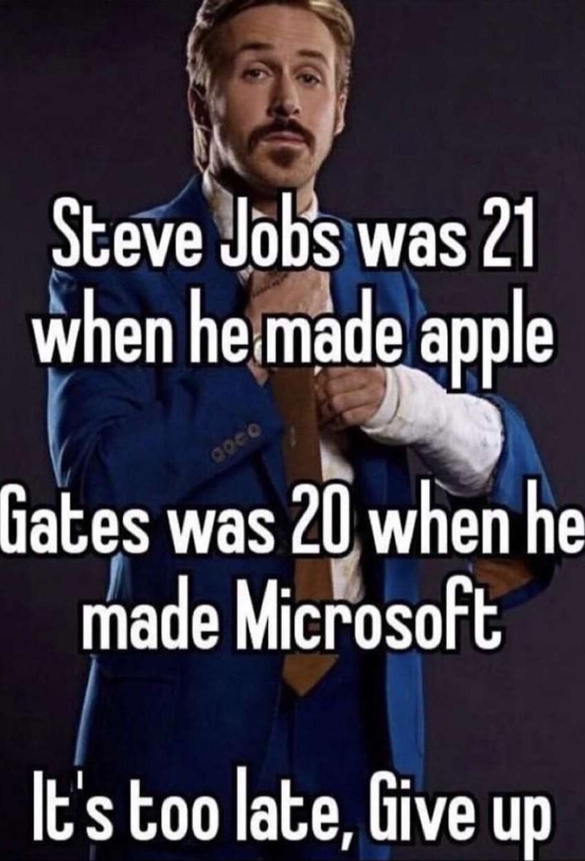 1 Slevel s TEYA when heimade apple A iales was Zlwlien he made Microsoft Its too late Give up