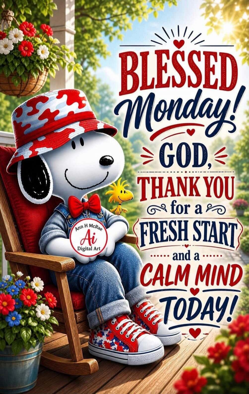 BLESSED Monday! GOD, THANK YOU for a FRESH START and a CALM MIND TODAY! Ann H McRae Ai Digital Art