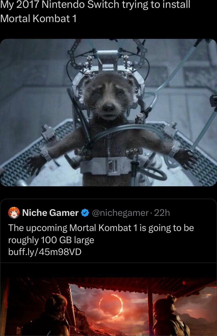 WA VRN Chle o RS ola R T I R R 1 Mortal Kombat 1 Niche Gamer nichegamer 22h The upcoming Mortal Kombat 1is going to be roughly 100 GB large buffly45m98vD