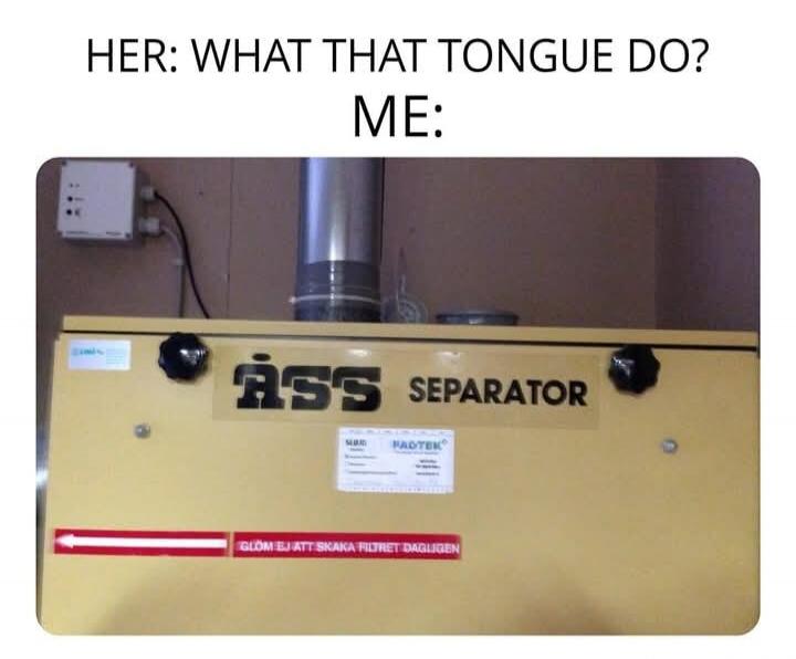 HER: WHAT THAT TONGUE DO? ME: ASS SEPARATOR