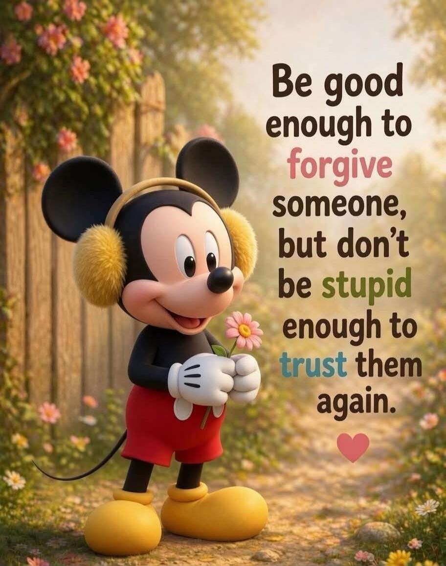 Be good enough to forgive someone, but don't be stupid enough to trust them again.
