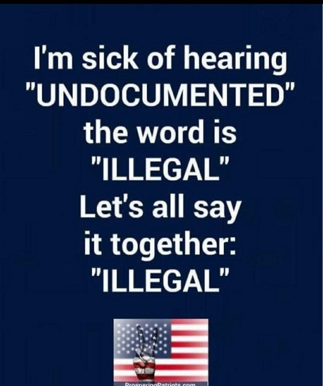 Im sick of hearing UNDOCUMENTED the word is ILLEGAL Lets all say It together ILLEGAL