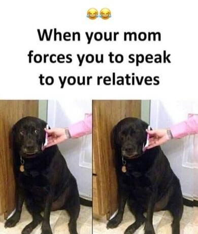 😂😂 When your mom forces you to speak to your relatives