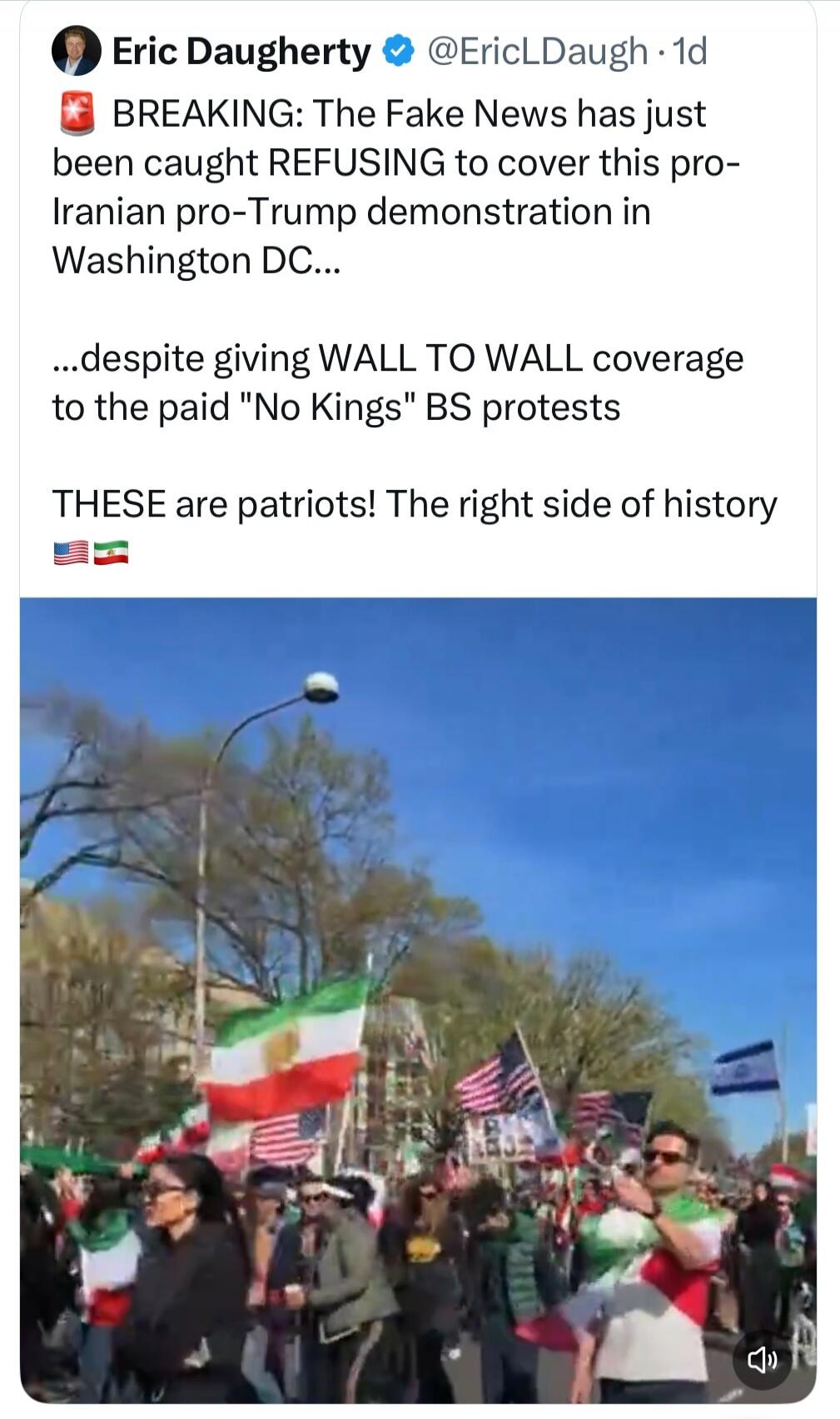BREAKING: The Fake News has just been caught REFUSING to cover this pro-Iranian pro-Trump demonstration in Washington DC... despite giving WALL TO WALL coverage to the paid 