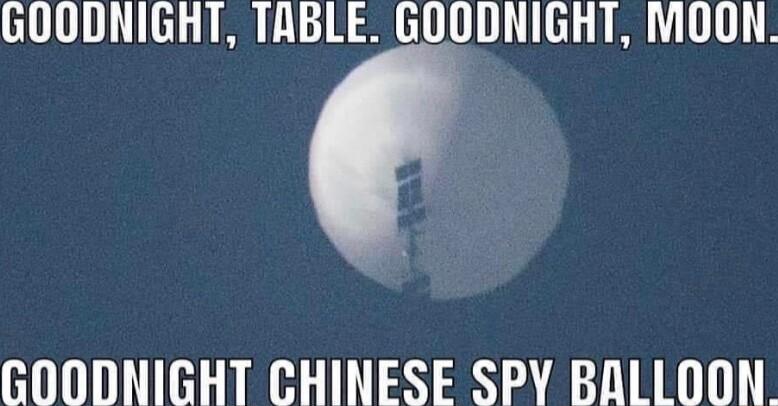 GOODNIGHT TABLE GOODNIGHT MOON GOODNIGHT CHINESE SPY BALLOON