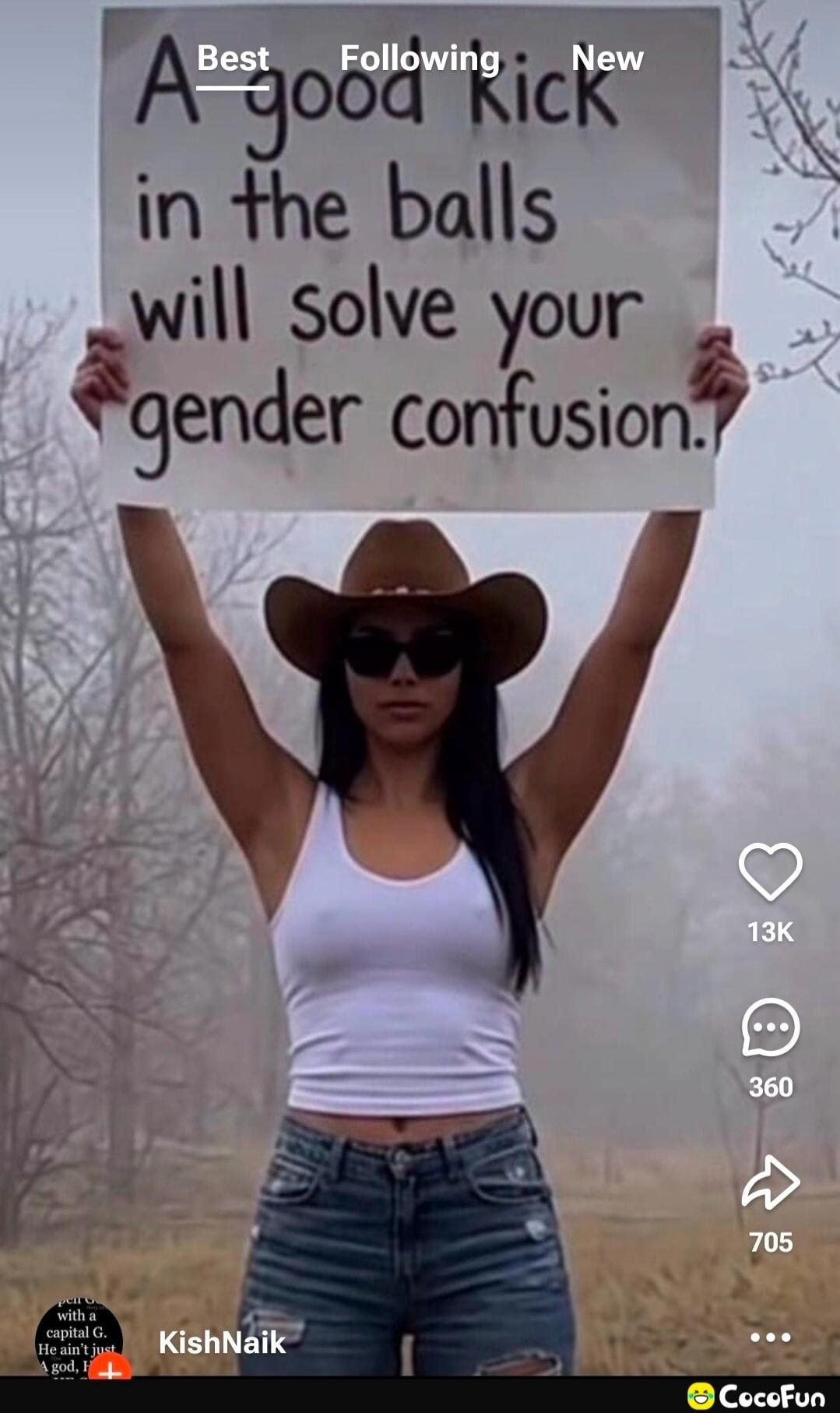 A good kick in the balls will solve your gender confusion.