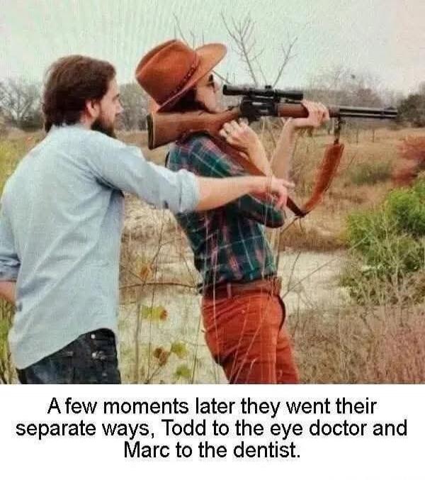 A few moments later they went their separate ways, Todd to the eye doctor and Marc to the dentist.