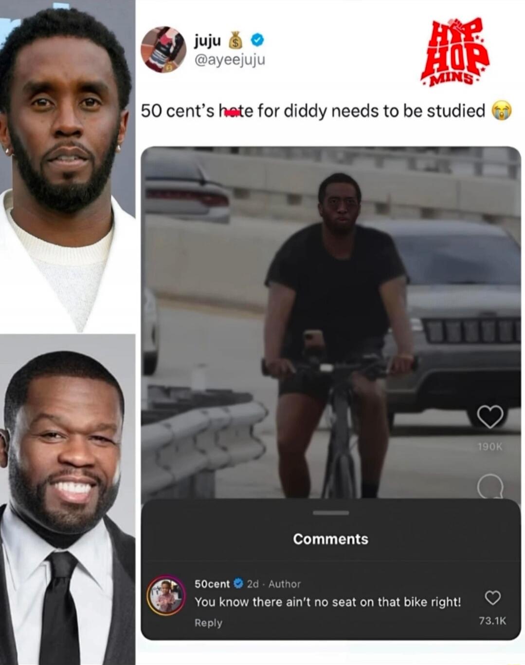 50 cent's hate for diddy needs to be studied
You know there ain't no seat on that bike right!