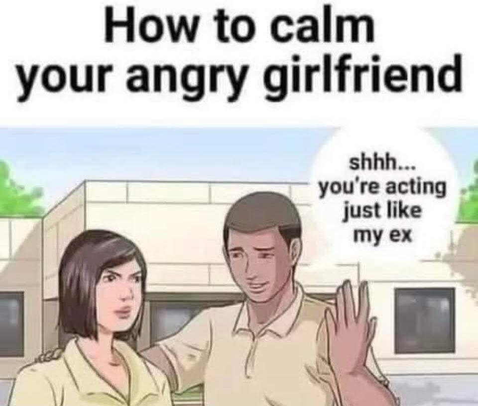 How to calm your angry girlfriend shhh... you're acting just like my ex