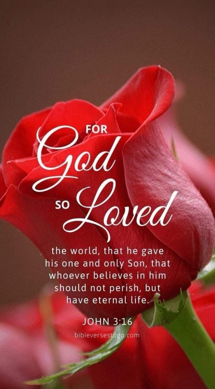 For God so Loved the world, that he gave his one and only Son, that whoever believes in him should not perish, but have eternal life. JOHN 3:16
