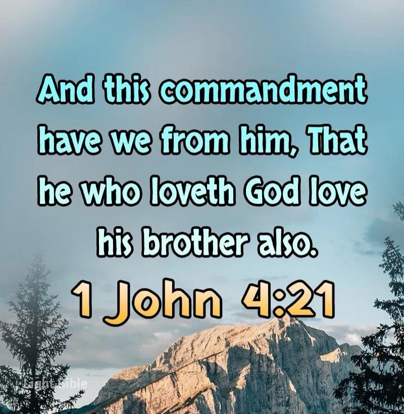 And this commandment have we from him, That he who loveth God love his brother also. 1 John 4:21