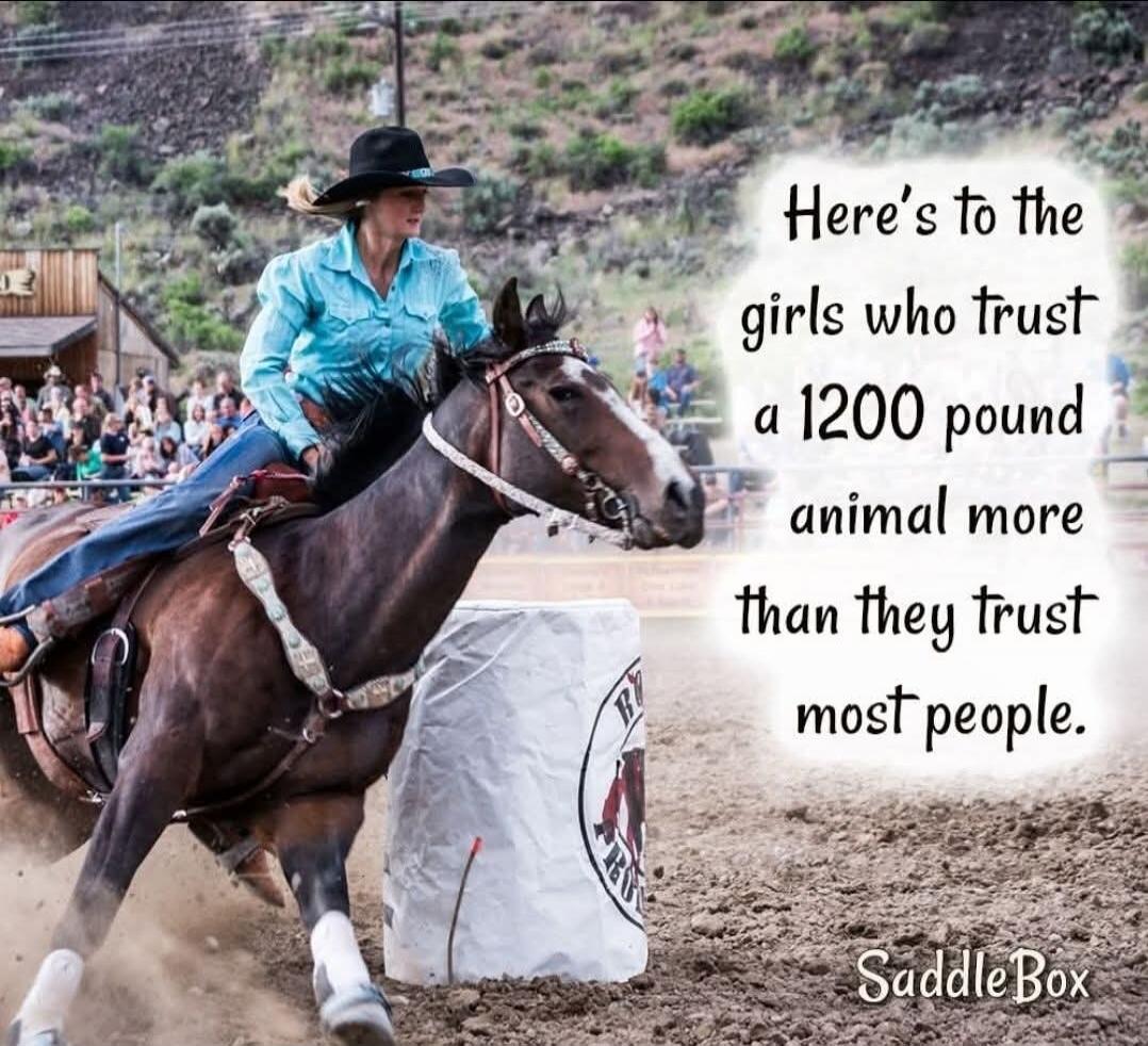 Here's to the girls who trust a 1200 pound animal more than they trust most people. SaddleBox