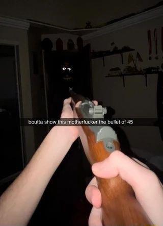 A boutta show this motherfucker the bullet of 45