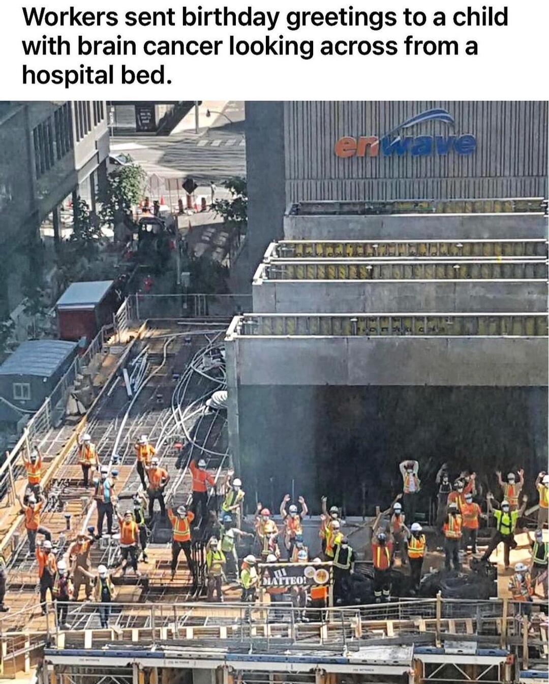 Workers sent birthday greetings to a child with brain cancer looking across from a hospital bed